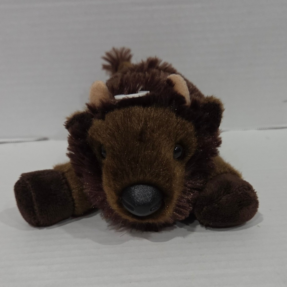 Aurora World Brown Buffalo Bison Plush Stuffed Animal Wildlife Lying Down